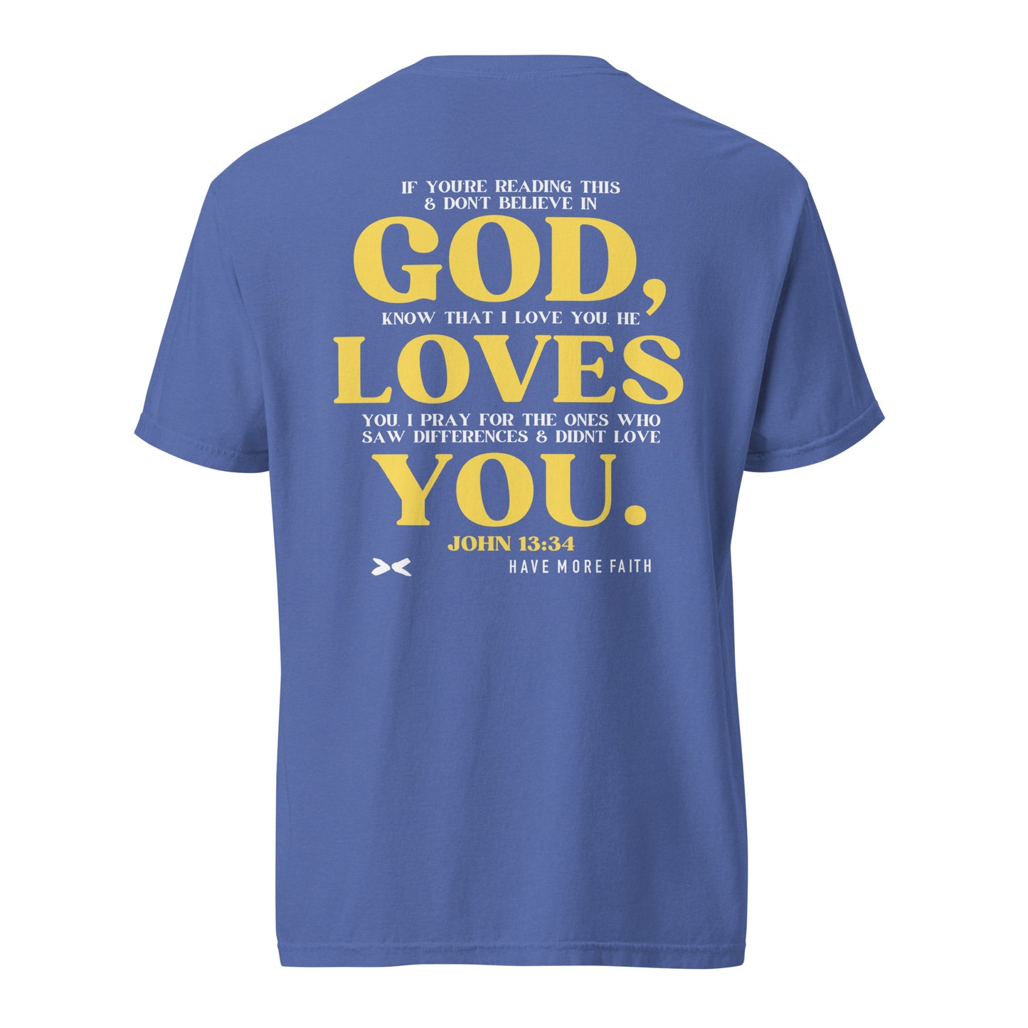 Christian Apparel back blue gospel scripture