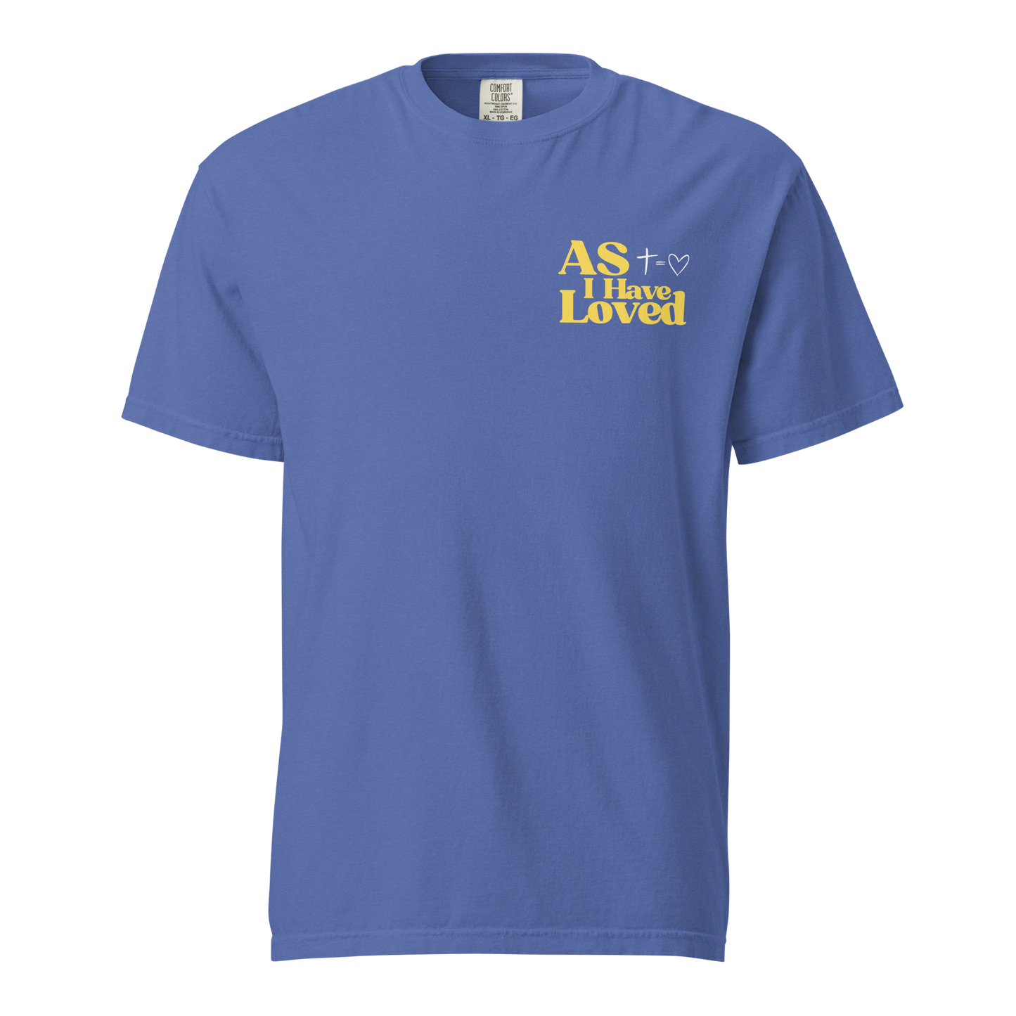 Christian apparel gospel front heart cross blue